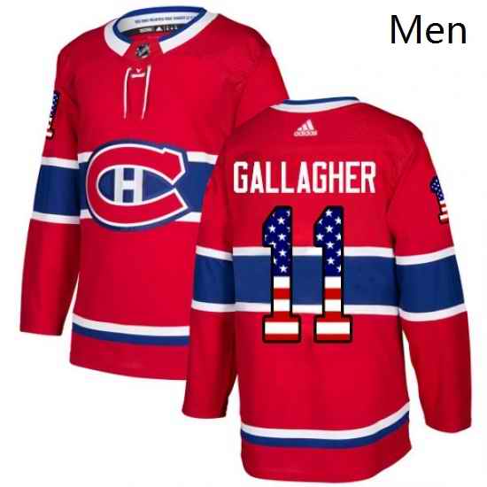 Mens Adidas Montreal Canadiens 11 Brendan Gallagher Authentic Red USA Flag Fashion NHL Jersey